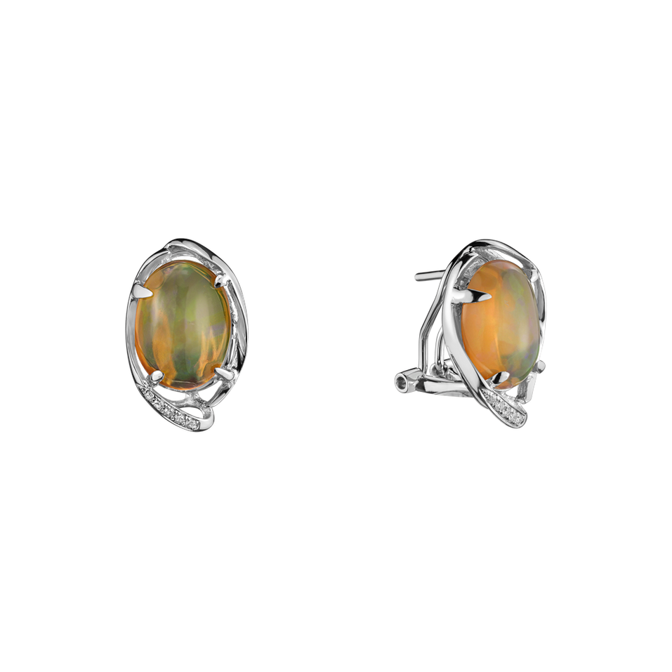 Diamond earrings with Opal Majestic Whisper