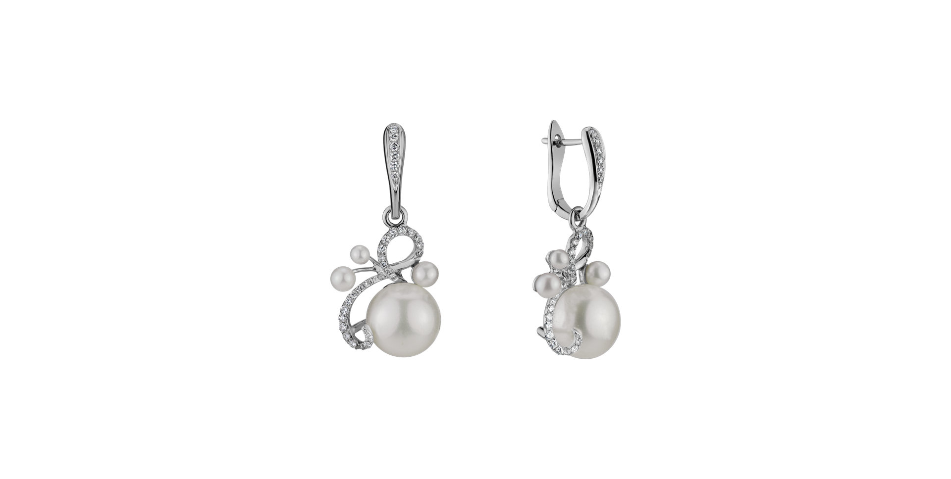 Diamond earrings with Pearl Nymph Desire