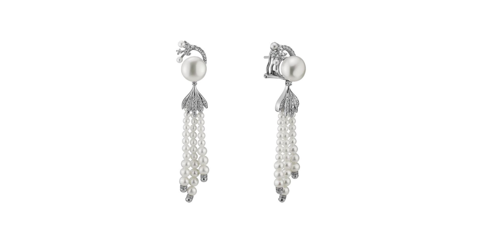 Diamond earrings with Pearl Shore Glory