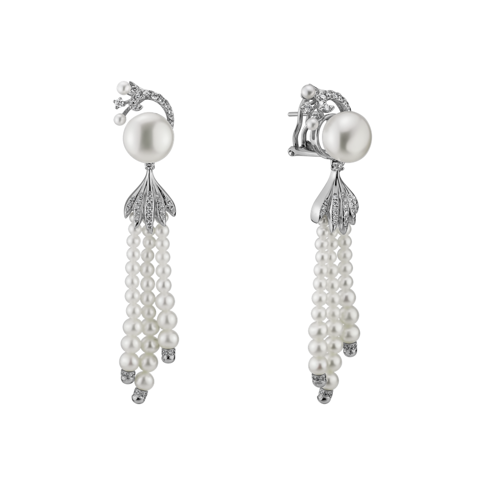 Diamond earrings with Pearl Shore Glory