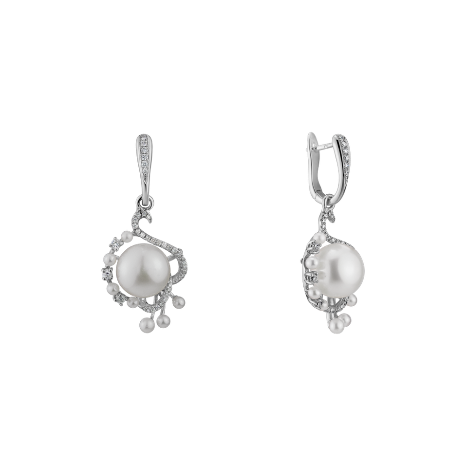 Diamond earrings with Pearl Noble Coast