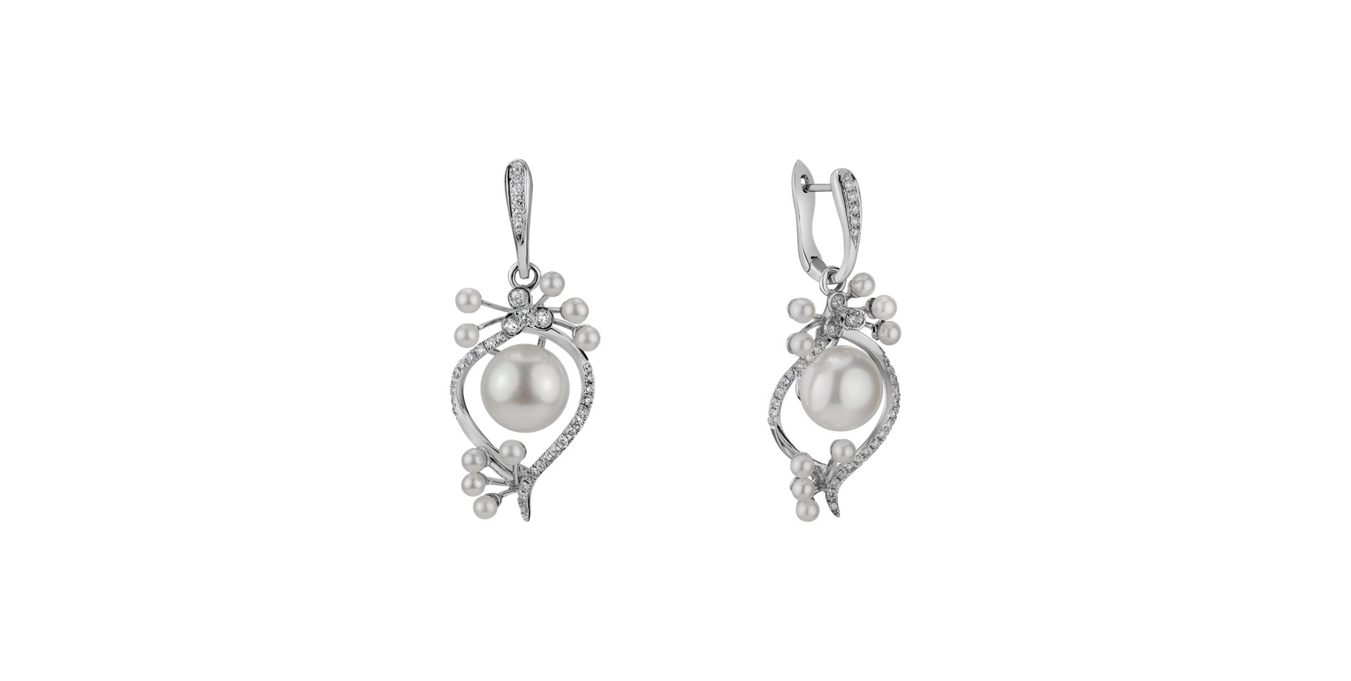 Diamond earrings with Pearl Celestial Lagoon