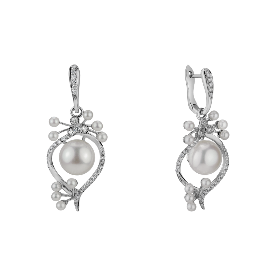 Diamond earrings with Pearl Celestial Lagoon