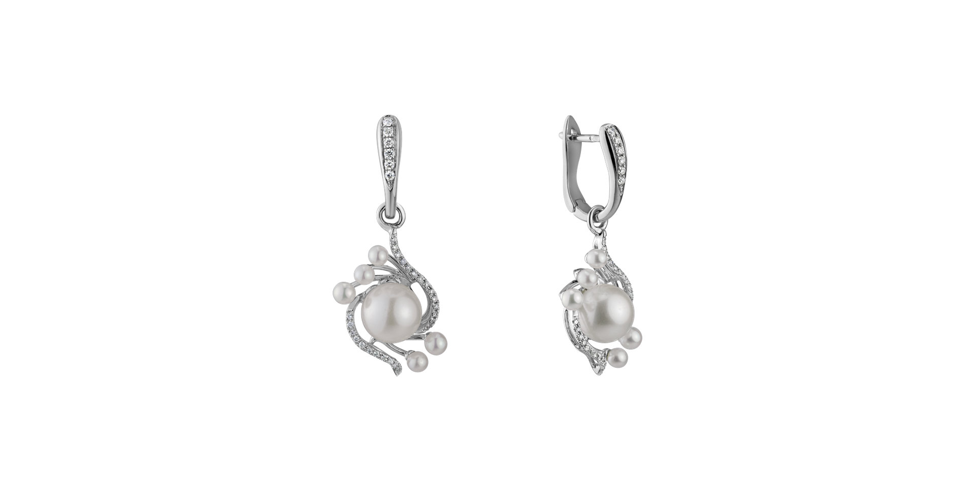 Diamond earrings with Pearl White Treasure