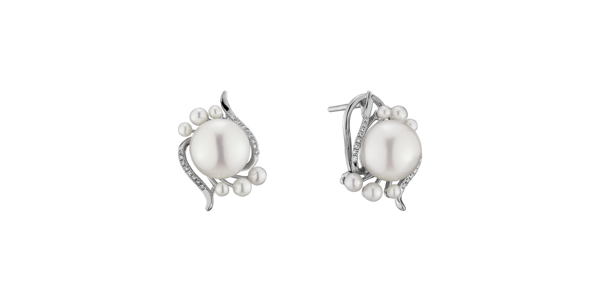 Diamond earrings with Pearl Tear of Mermaid