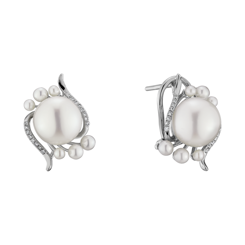 Diamond earrings with Pearl Tear of Mermaid