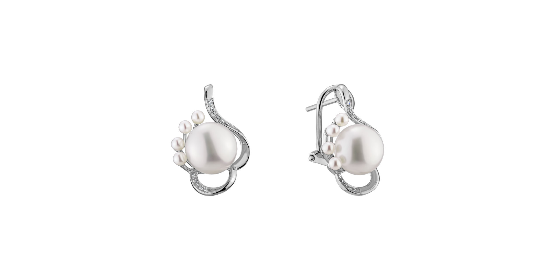 Diamond earrings with Pearl White Elegance
