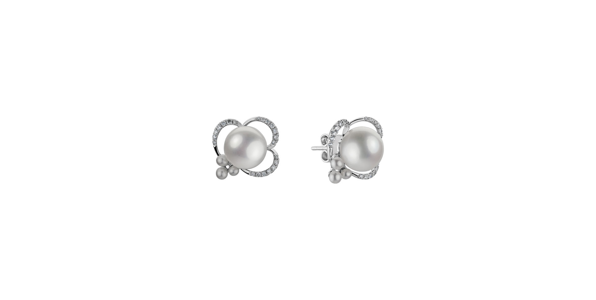 Diamond earrings with Pearl White Miracle