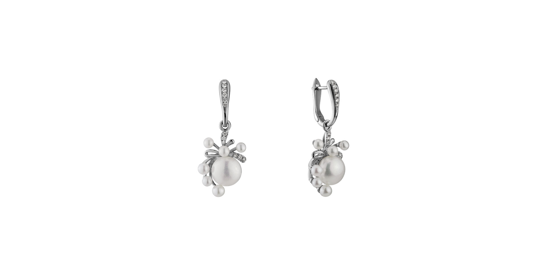 Diamond earrings with Pearl Nymph Beauty