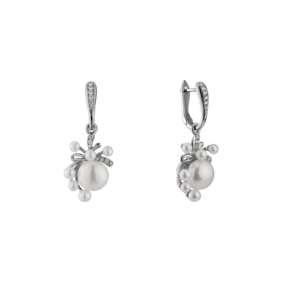 Diamond earrings with Pearl Nymph Beauty