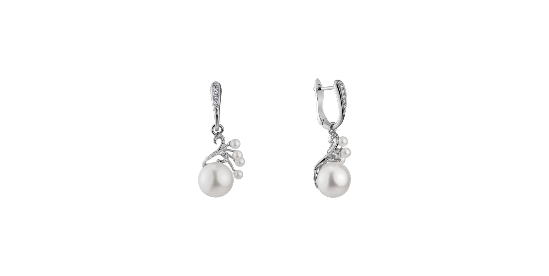 Diamond earrings with Pearl Pearl Poem