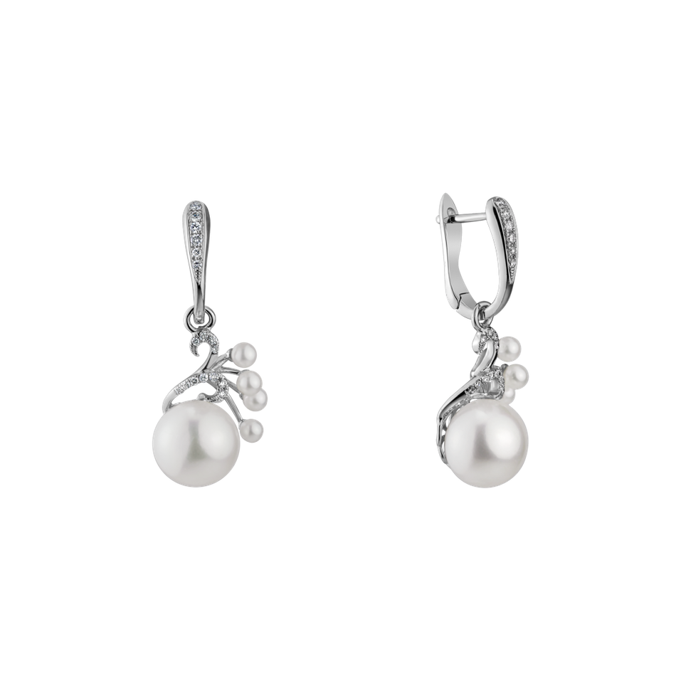 Diamond earrings with Pearl Pearl Poem