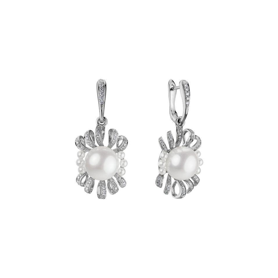Diamond earrings with Pearl Nymph Eminence