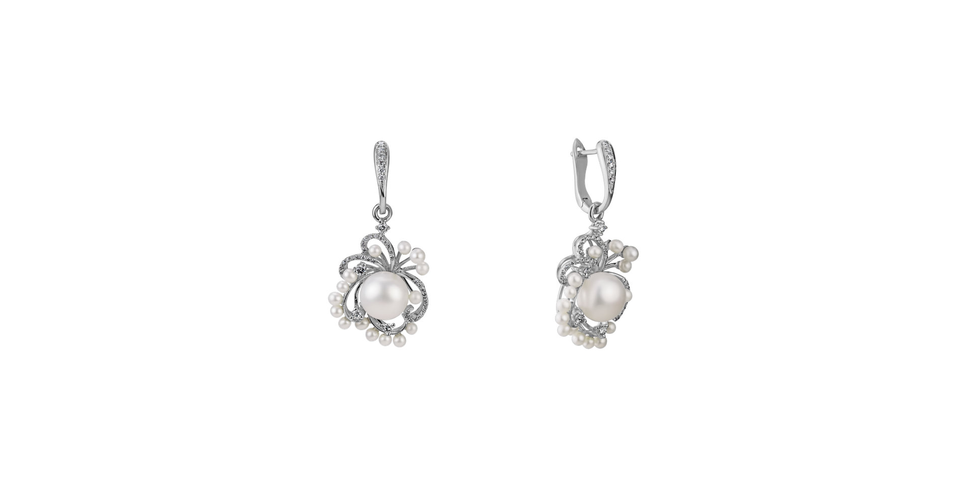 Diamond earrings with Pearl Nymph Fantasy