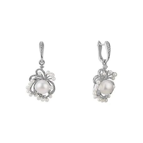 Diamond earrings with Pearl Nymph Fantasy