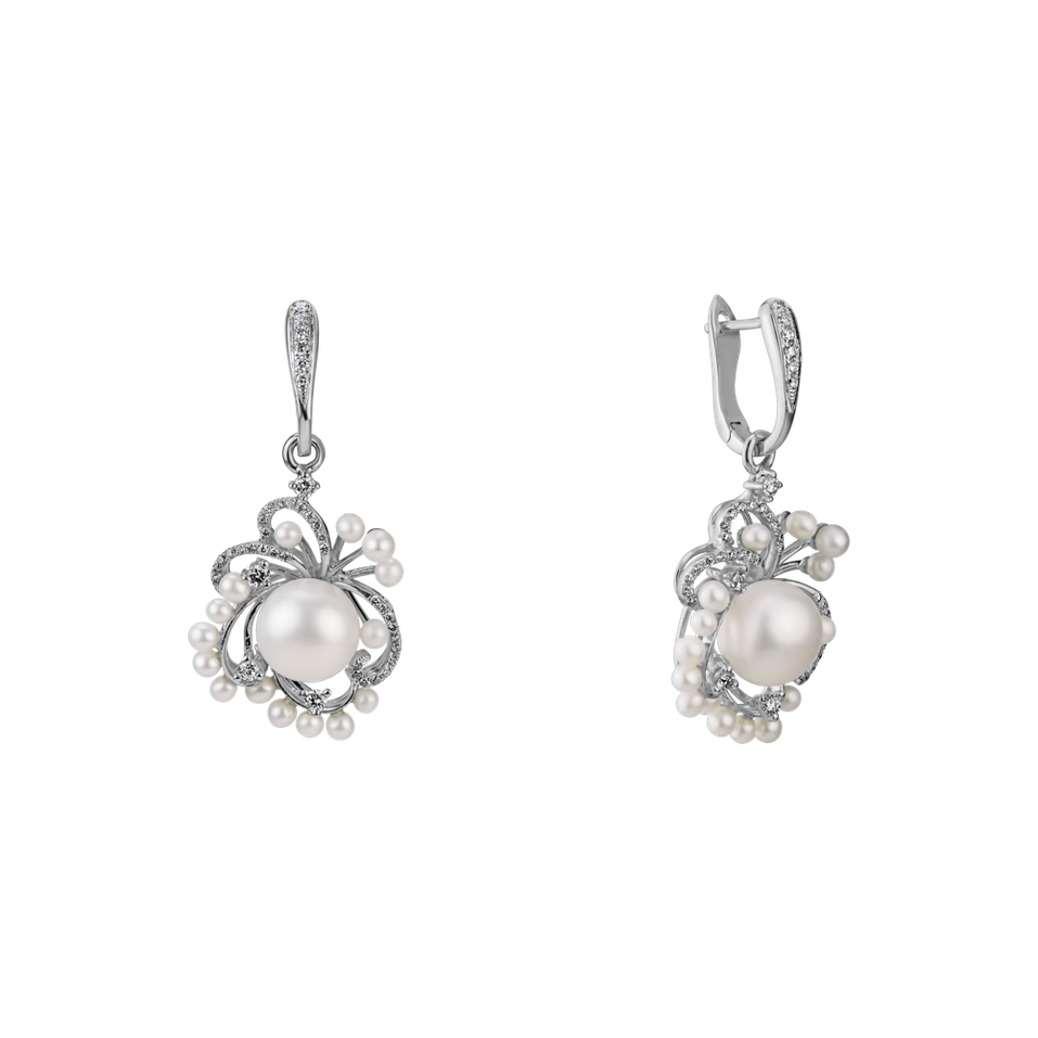 Diamond earrings with Pearl Nymph Fantasy