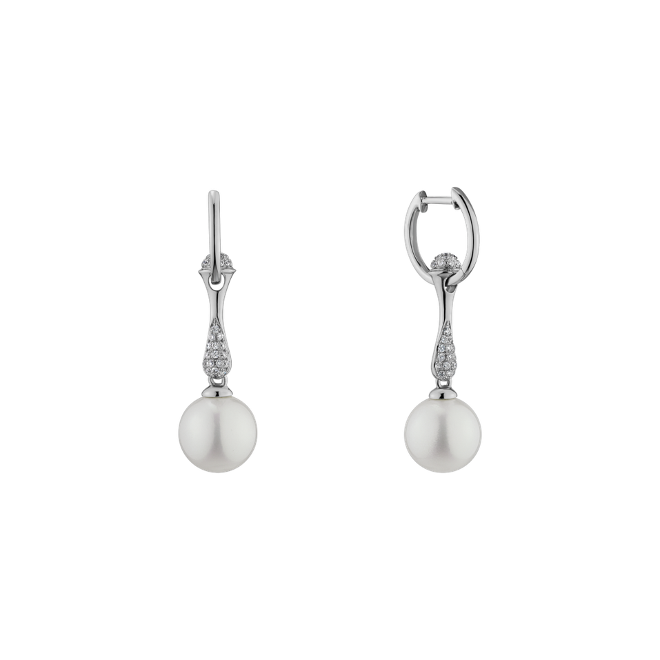 Diamond earrings with Pearl Island in the Sun