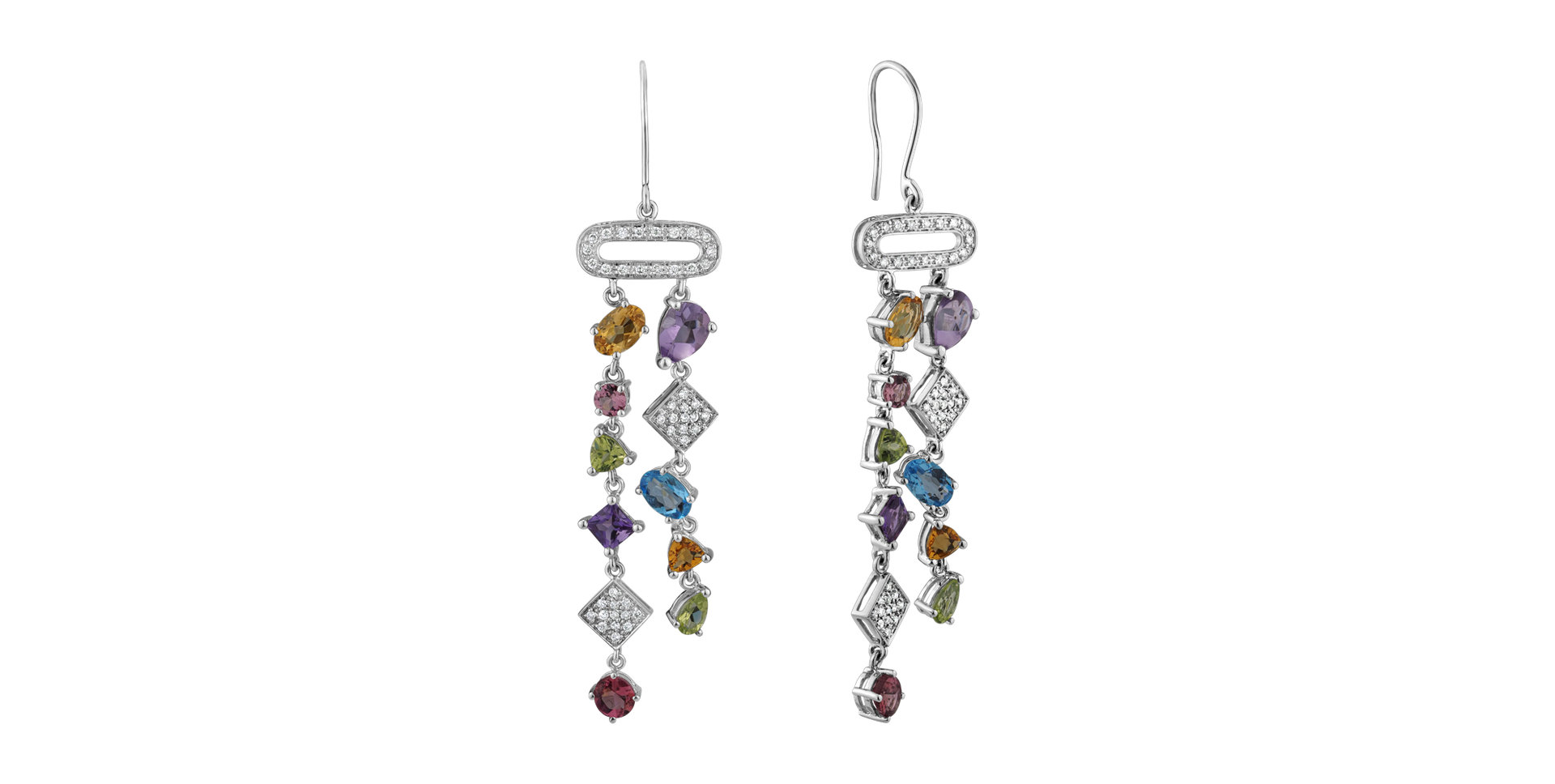 Diamond earrings and gemstones String of Beads