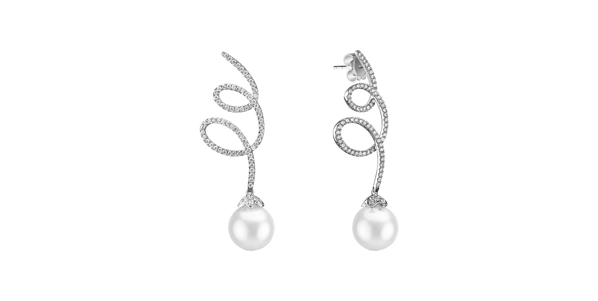 Diamond earrings with Pearl Spiral Ocean