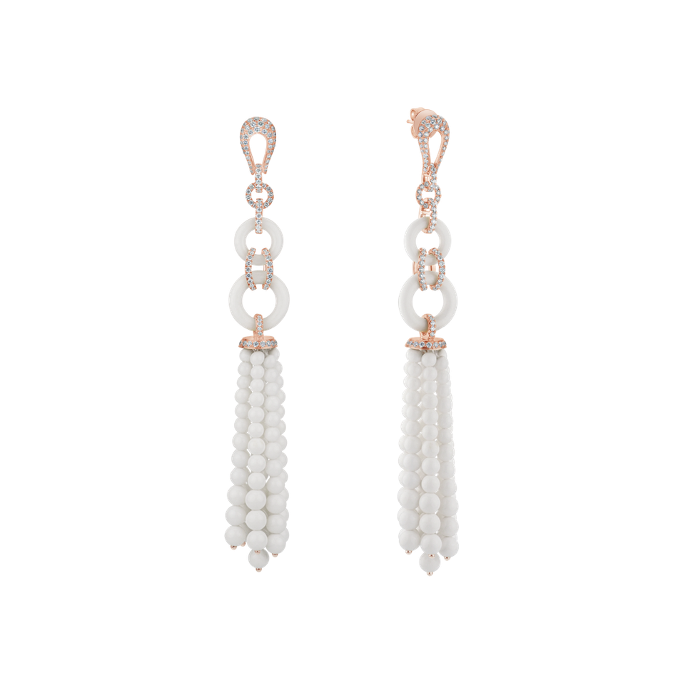 Diamond earrings and Agate Moon Waterfall