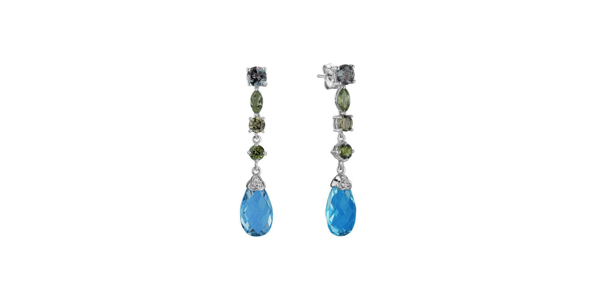 Diamond earrings, Topaz and Tourmalíne Heaven Rain
