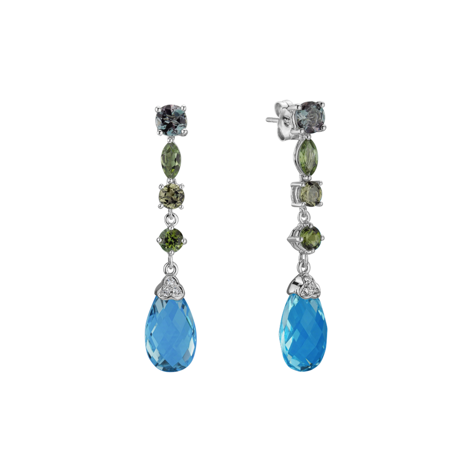 Diamond earrings, Topaz and Tourmalíne Heaven Rain