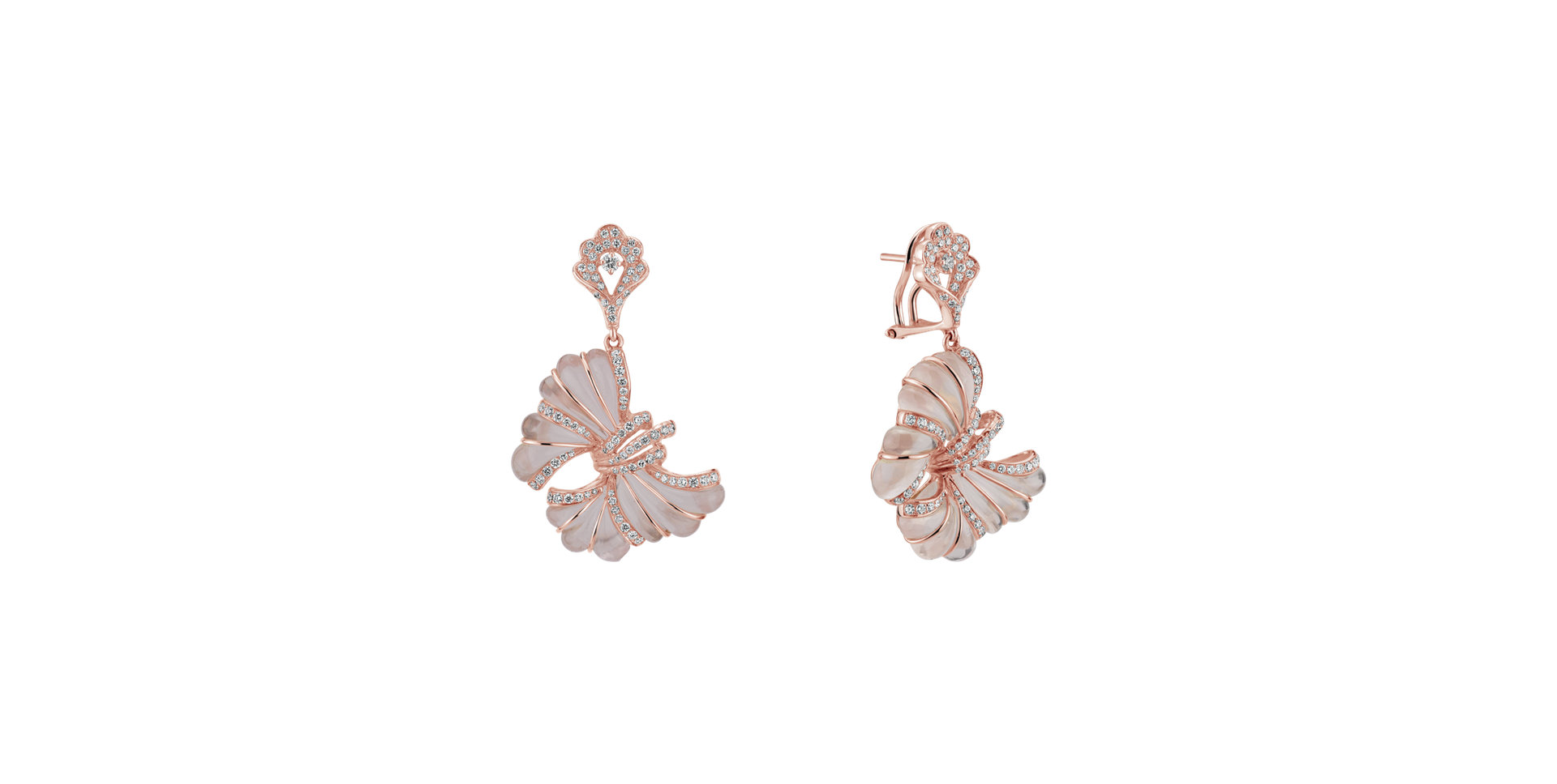 Diamond earrings and Rose Quartz Papillon Dream