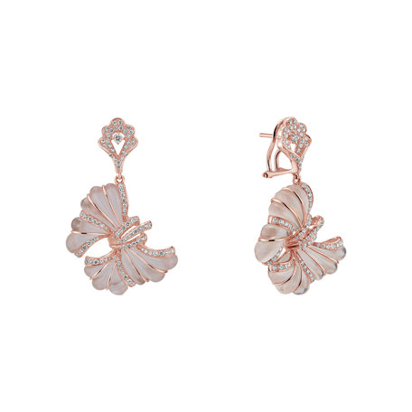 Diamond earrings and Rose Quartz Papillon Dream