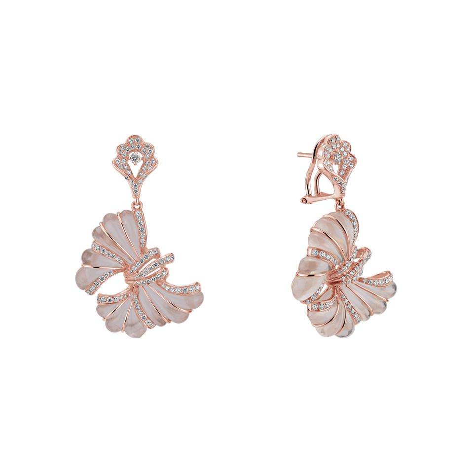 Diamond earrings and Rose Quartz Papillon Dream