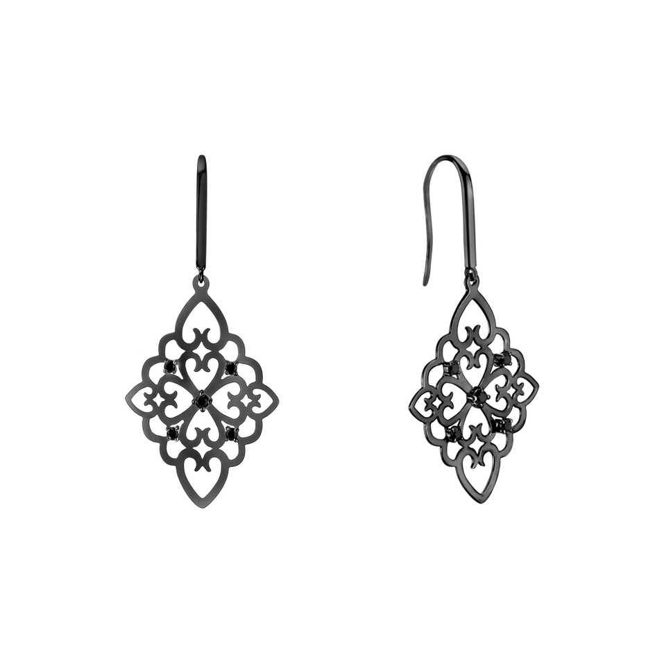 Earrings with black diamonds Folk Treasure