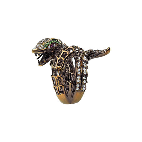Diamond ring with Ruby and Garnet Star Snake