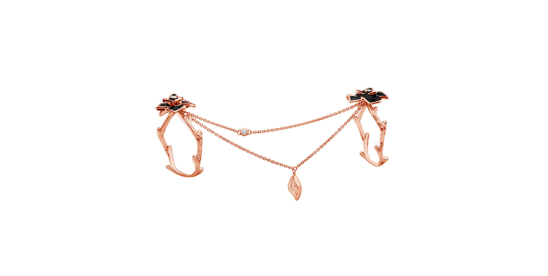 Diamond ring and Enamel Floral Delicacy