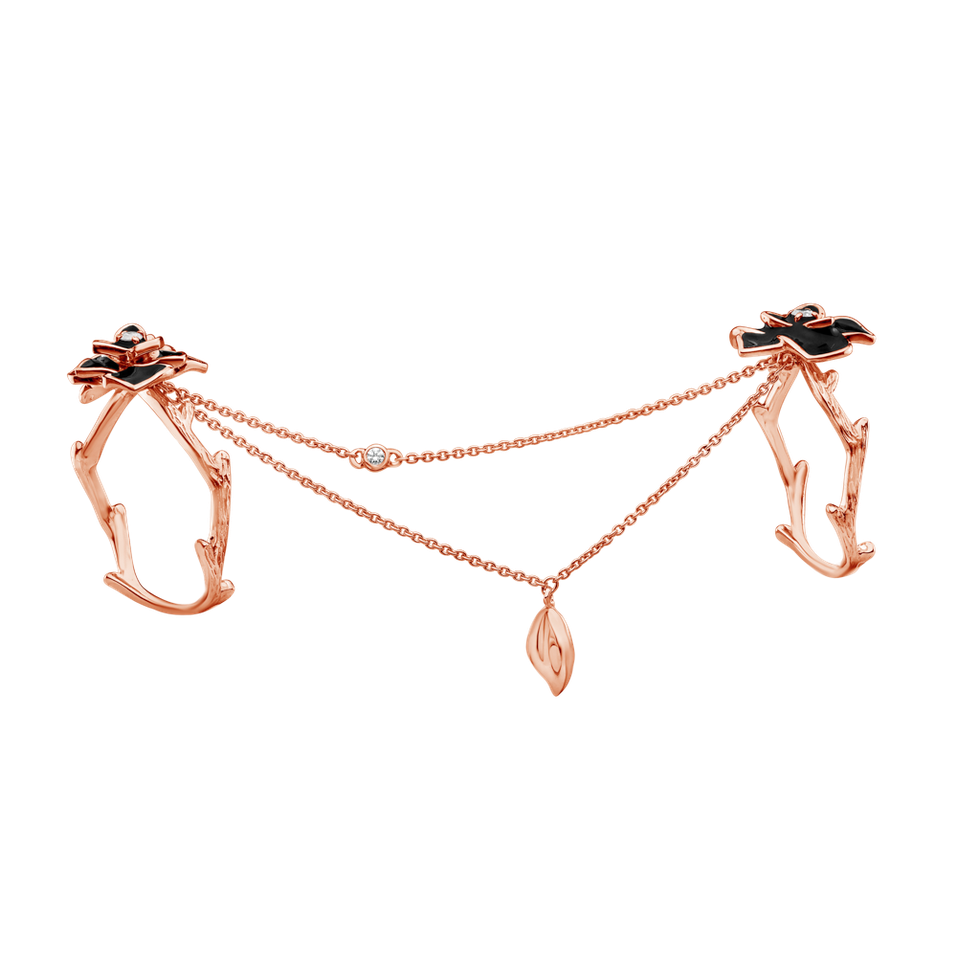 Diamond ring and Enamel Floral Delicacy