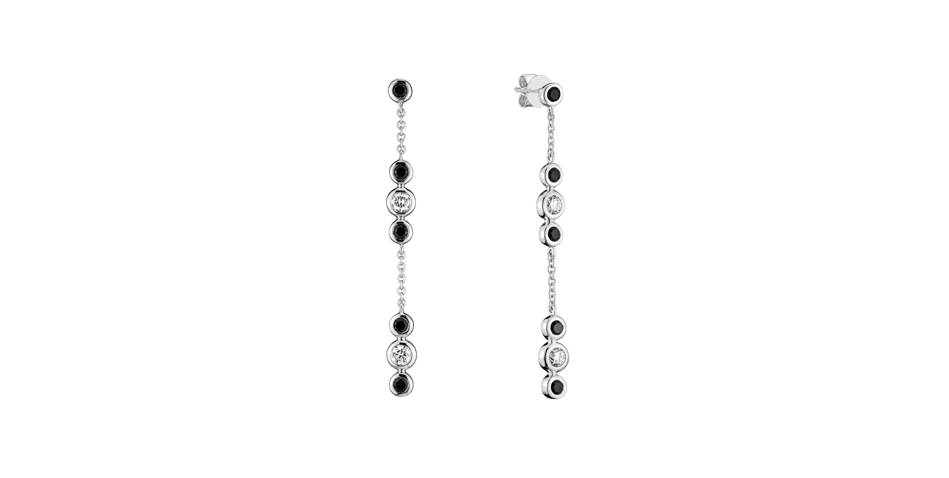 Earrings with black and white diamonds Miracle Waterfall