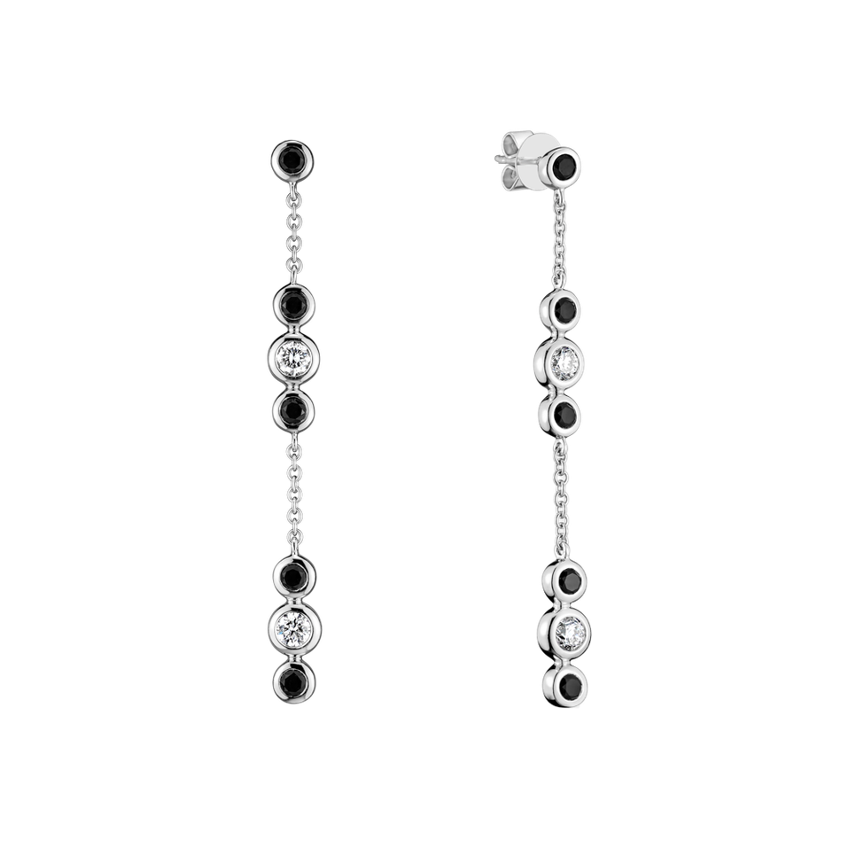 Earrings with black and white diamonds Miracle Waterfall