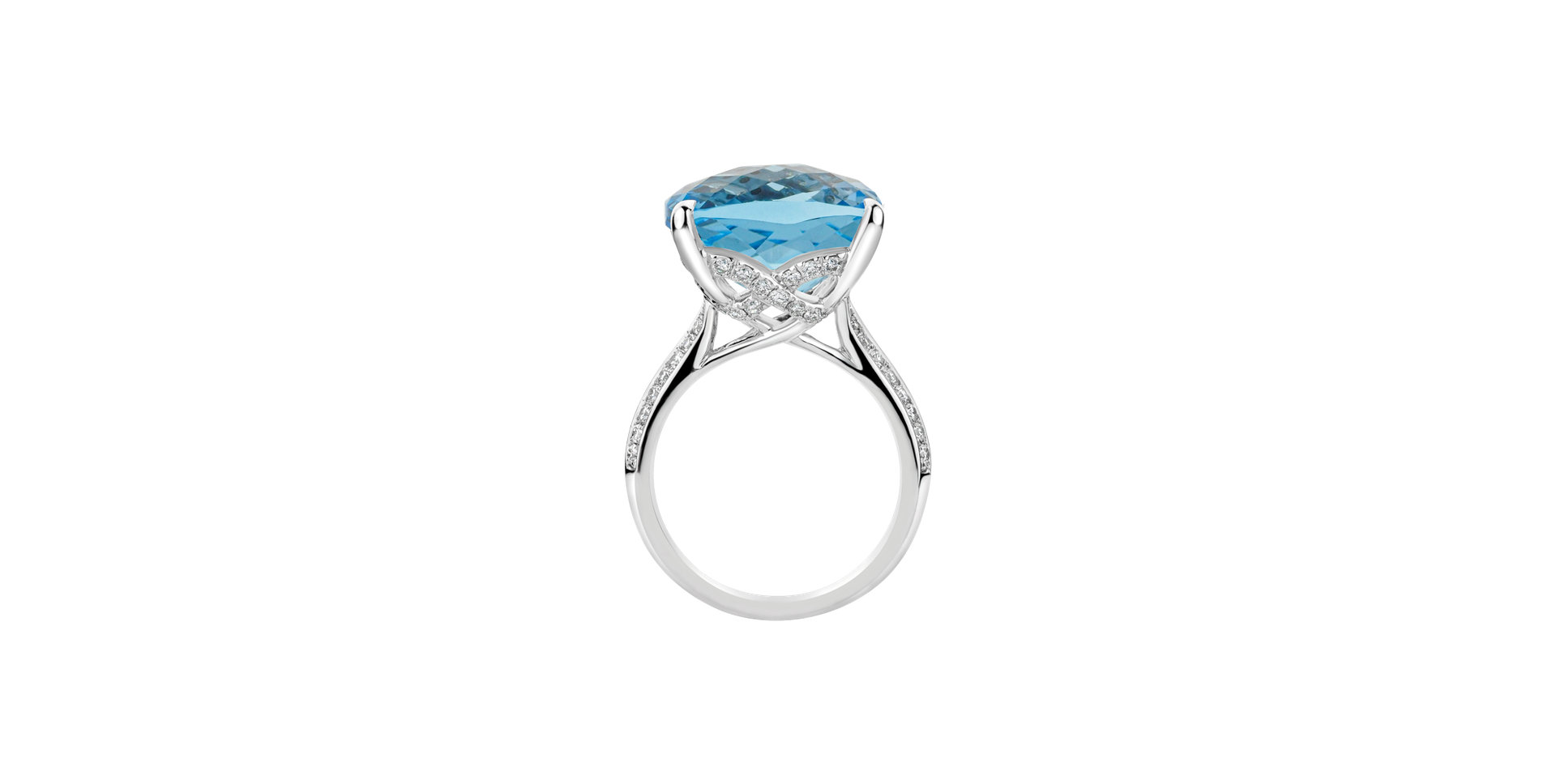 Diamond ring with Topaz Blue Czarina