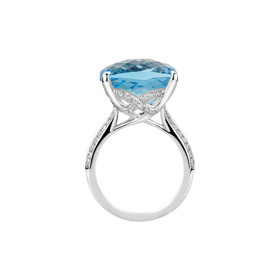 Diamond ring with Topaz Blue Czarina