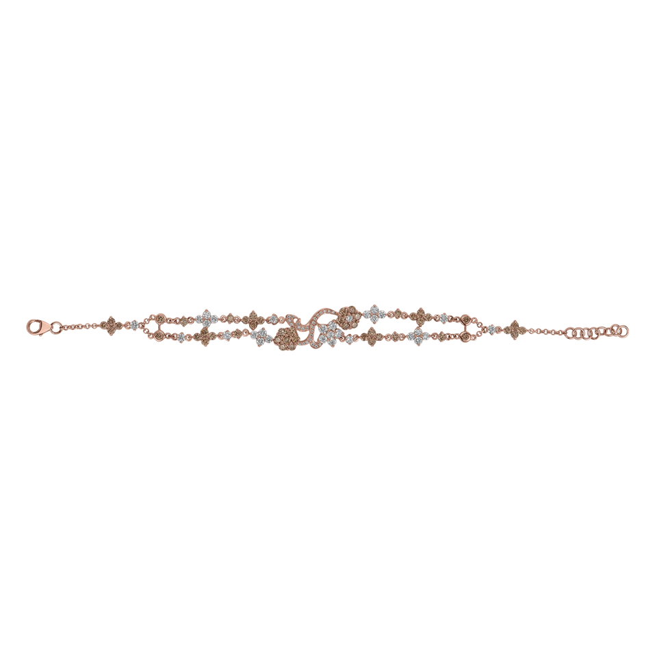 Bracelet with brown and white diamonds Starshine Flowers