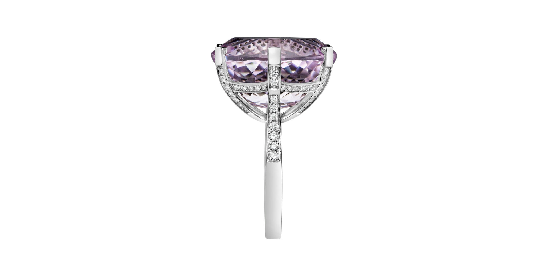 Diamond ring with Kunzite Fairytale Seraph