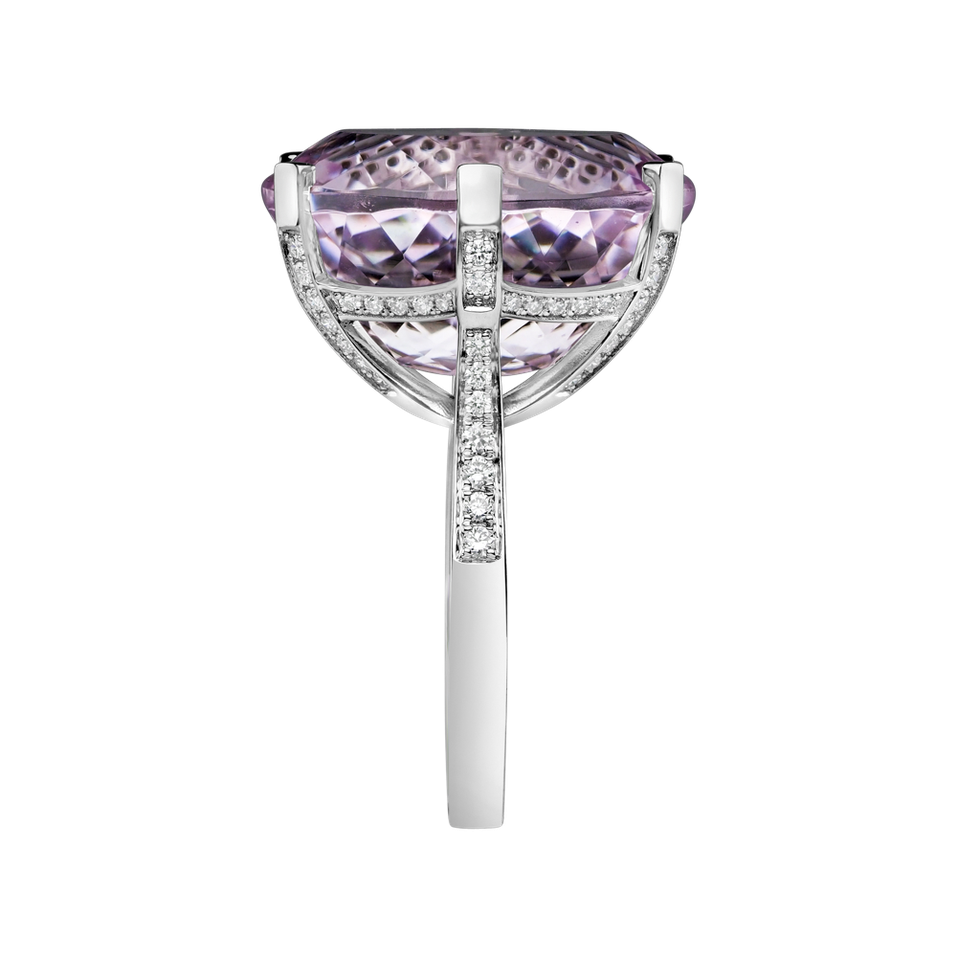 Diamond ring with Kunzite Fairytale Seraph