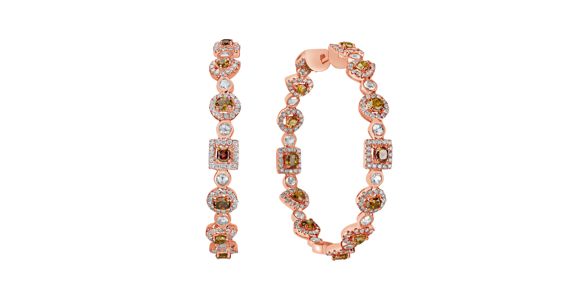 Earrings with brown and white diamonds Earth Queen