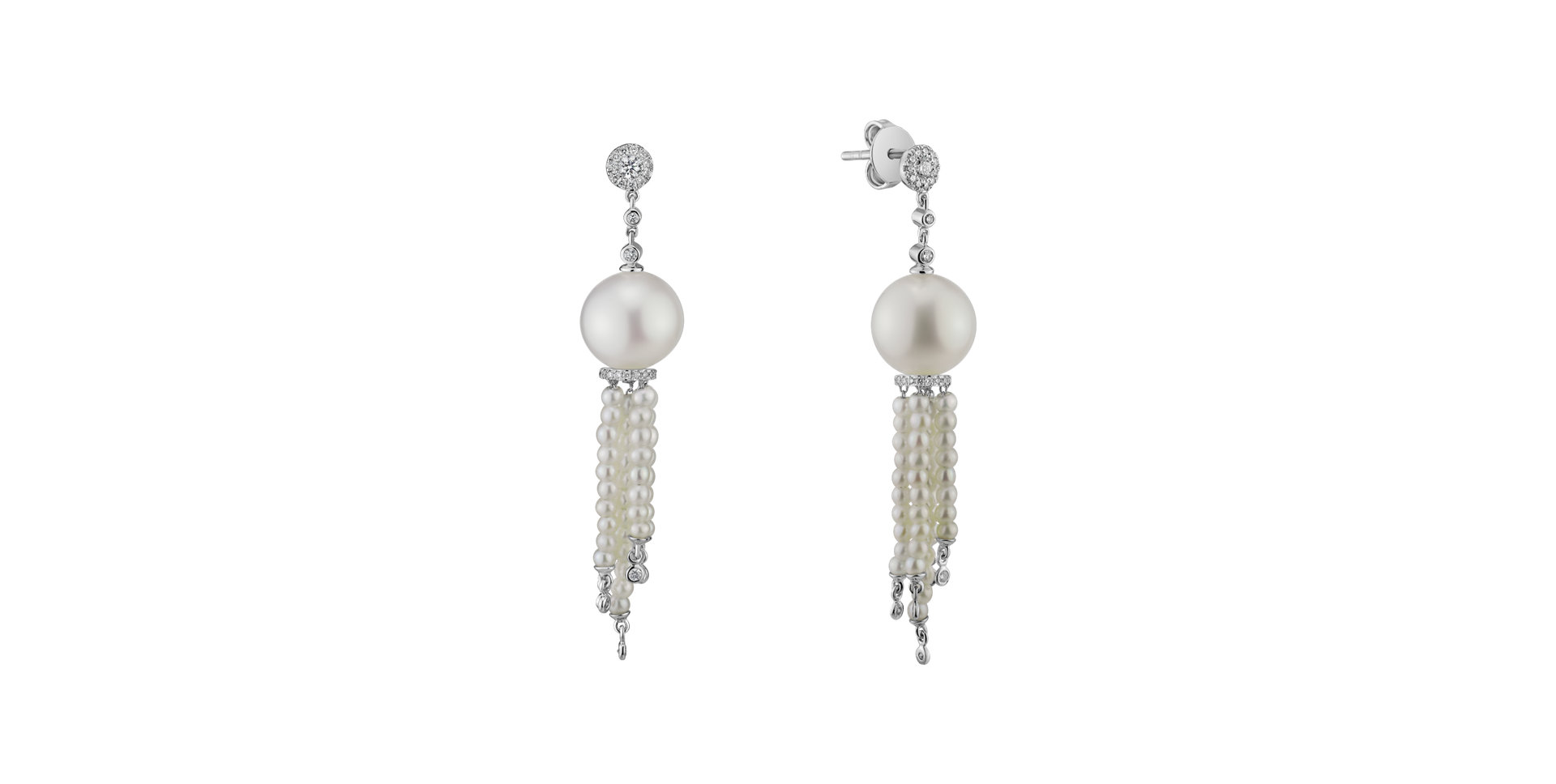 Diamond earrings with Pearl Illuminated Sea