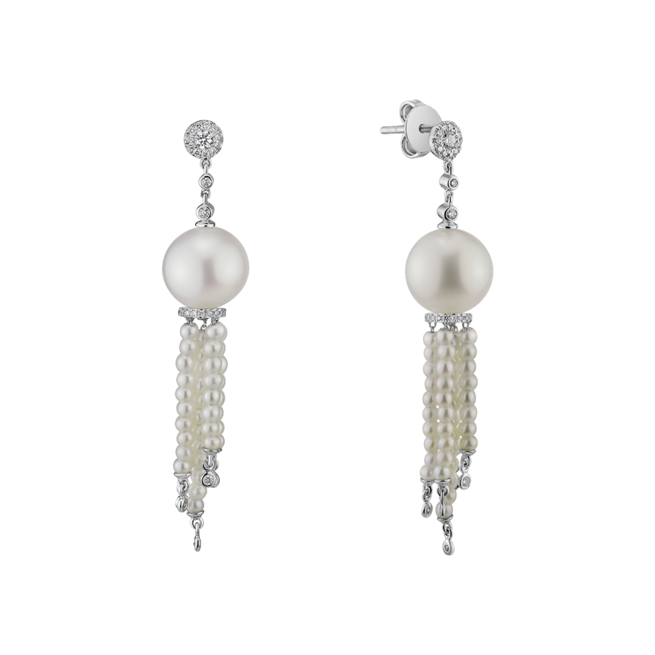 Diamond earrings with Pearl Illuminated Sea