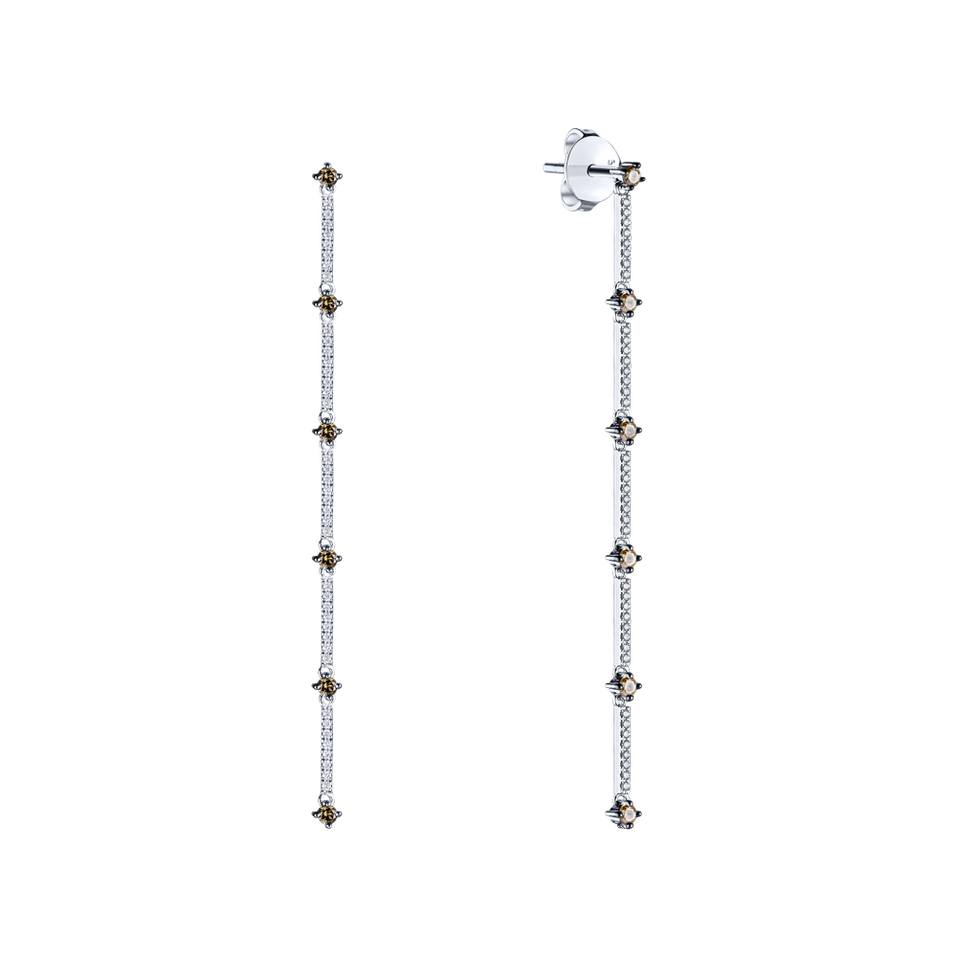 Earrings with brown and white diamonds Starry Waterfall