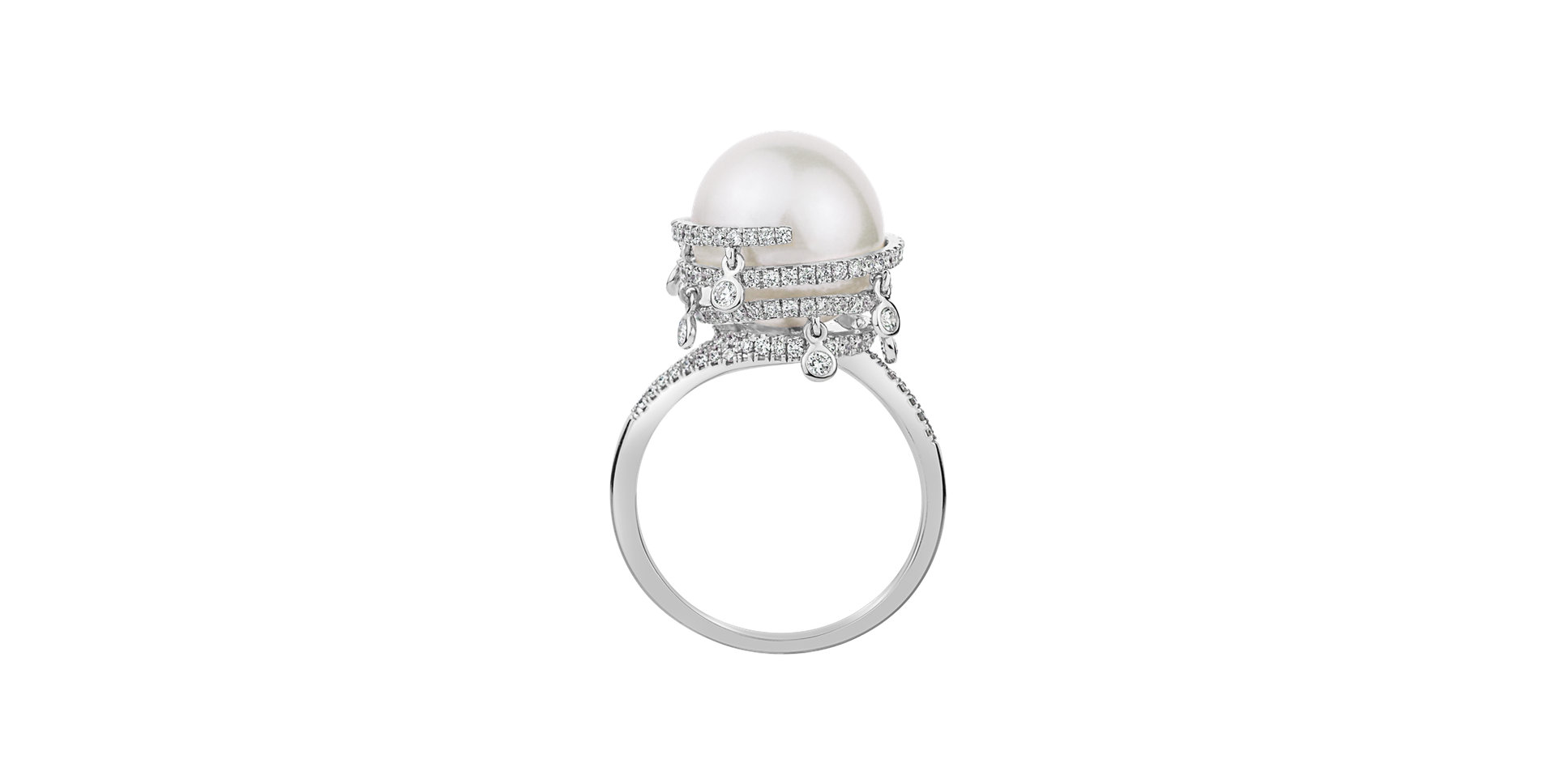 Diamond ring with Pearl Angel Signature