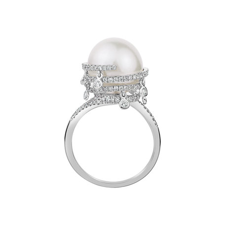 Diamond ring with Pearl Angel Signature