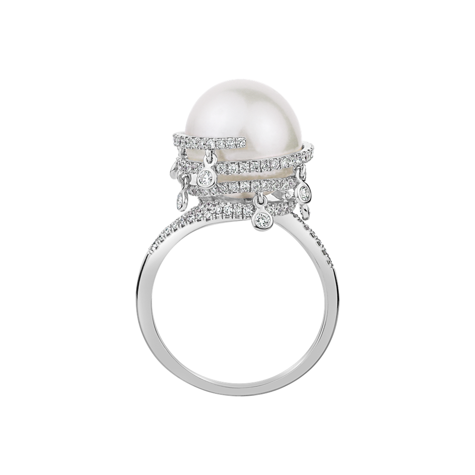 Diamond ring with Pearl Angel Signature