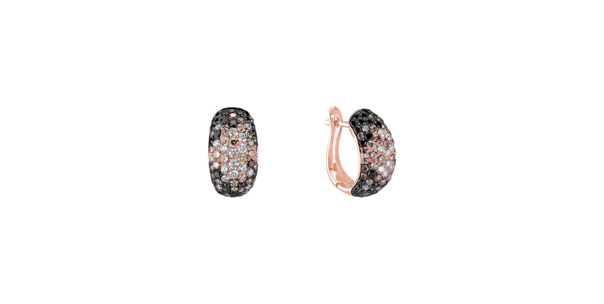Earrings with white, brown and black diamonds Inferno Diamonds