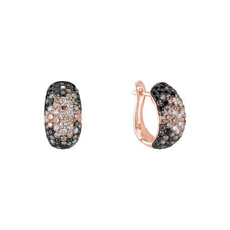 Earrings with white, brown and black diamonds Inferno Diamonds