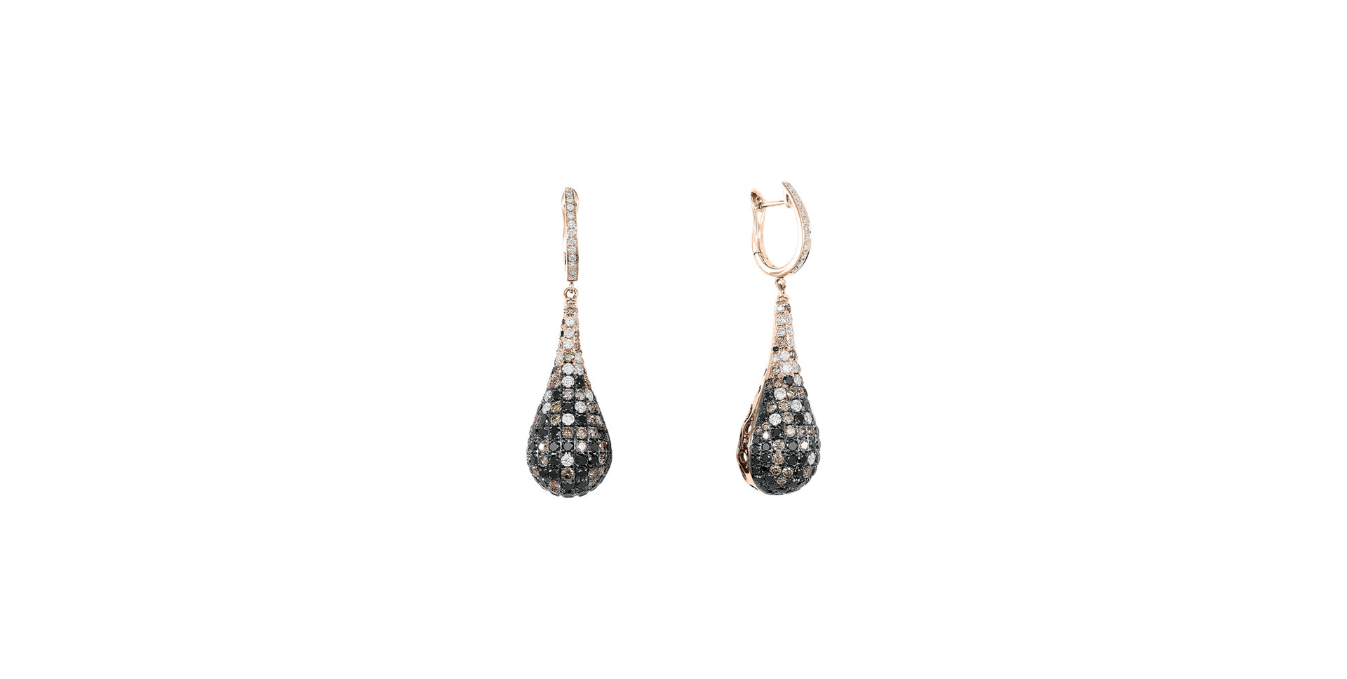 Earrings with white, brown and black diamonds Inferno Tears